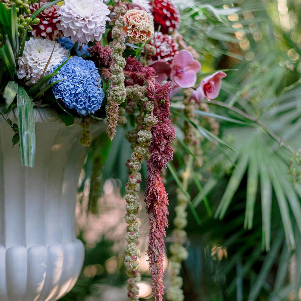 Bouquet di fiori tra le foglie