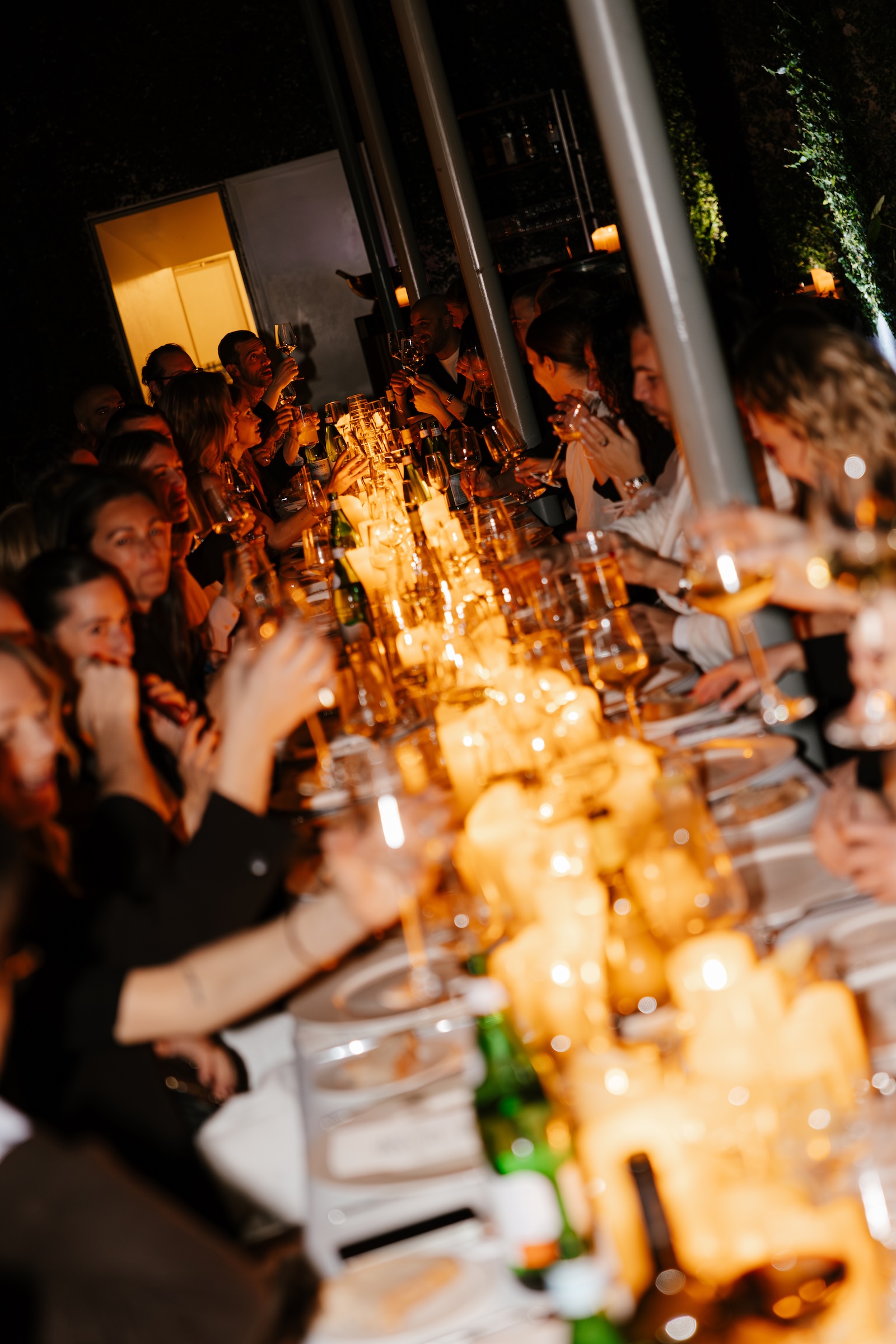 Invitati che brindano al tavolo